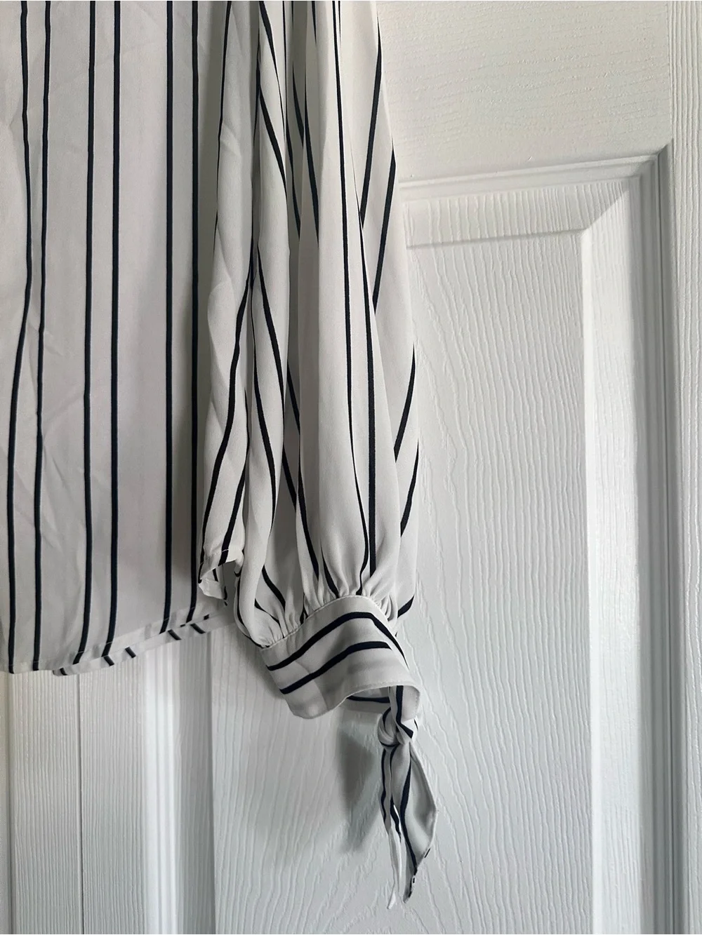 Express White Button-Down Shirt with Black Stripes